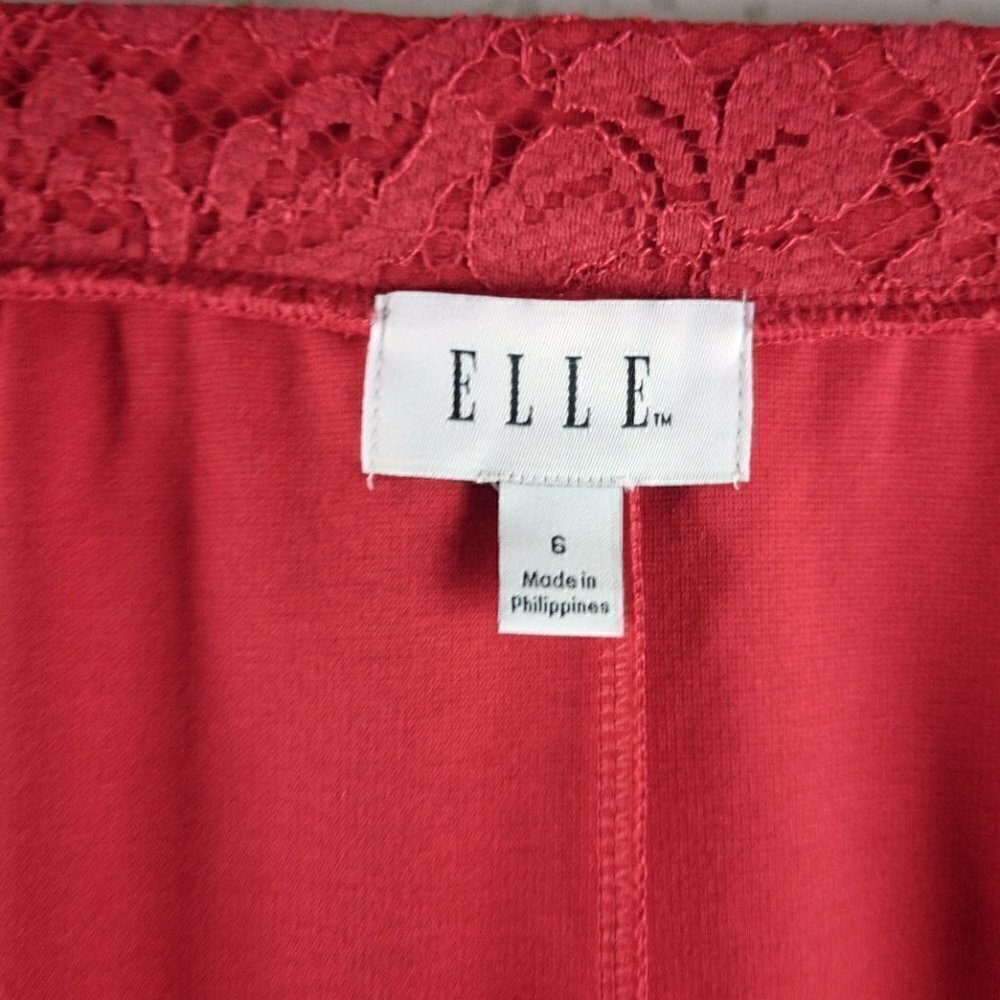 Elle Womens Size M Red Lace Sleeveless Top And Midi Skirt Set - Picture 7 of 8